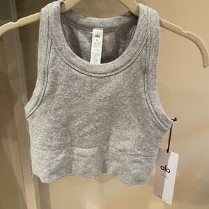 BNWT ALO Seamless delight high neck sports bra athletic heather grey yoga new